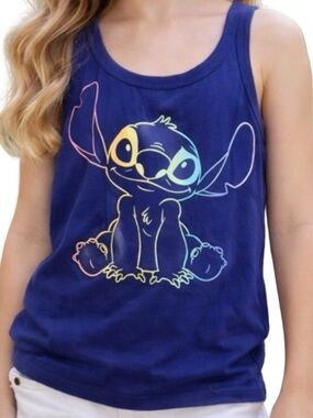 Disney Stitch Tank Top Girls Medium 8-10 Rainbow Pride Summer Tee